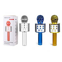 Микрофон-караоке bluetooth в коробке WS-858 3 цвета р.24 5*9 2*8 3см.