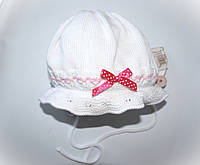В'язана шапочка-капор "Білий ажур" для дівчинки з зав'язками, Jamiks,  Польща, 46 см