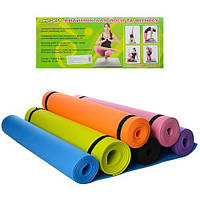 Коврик для йоги и фитнеса M 0380-1 EVA 171-61см толщина 4мм 6 цв. в пакете р.61х10х10см