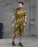 Тактический костюм пиксель одежда для военных, Летний армейский комплект шорты футболка Pixel coolmax
