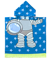 Полотенце пончо микрофибра с капюшоном Космонавт 60х60 см, Детское банное полотенце COSMI