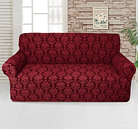 Чехол жаккардовый на диван Бордо, покрывало для мебели съемное, натяжной чехол COSMI