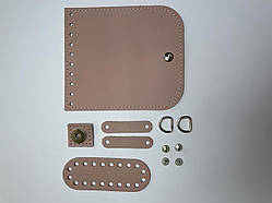 Набір шкіряної фурнітури для сумки Міні на магніті, натуральна шкіра. Пудра (0130-PK)