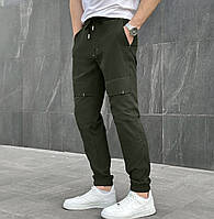 Мужские брюки джоггеры на лето хаки | штаны карго мужские весна-лето. Живое фото