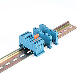 Клемник пружинний серії OPK 2.5 мм2 синій на DIN-рейку, Onka