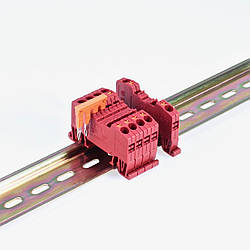 Клемник пружинний серії OPK 2.5 мм2 червоний на DIN-рейку, Onka