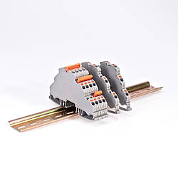 Пружинний клемник триярусний серії OPK 2.5мм2 сірий, Onka