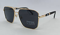 Emporio Armani чоловічі сонцезахисні окуляри чорні поляризовані в золотому металі дужки на флексах