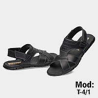 Мужские кожаные сандалии, босоножки, шлепанцы черные 40 (26,5 см)