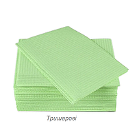 Салфетки трехслойные водонепроницаемые, Санорма, размер 33х41 см, цвет: зеленый, 50 шт/уп