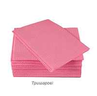Салфетки водонепроницаемые, трехслойные, Санорма, (33 х 41 см), 50 шт/уп, цвет: розовый