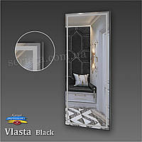 Зеркало настенное VLASTA BLACK в алюминиевой раме, с подсветкой LED 1200х600 мм