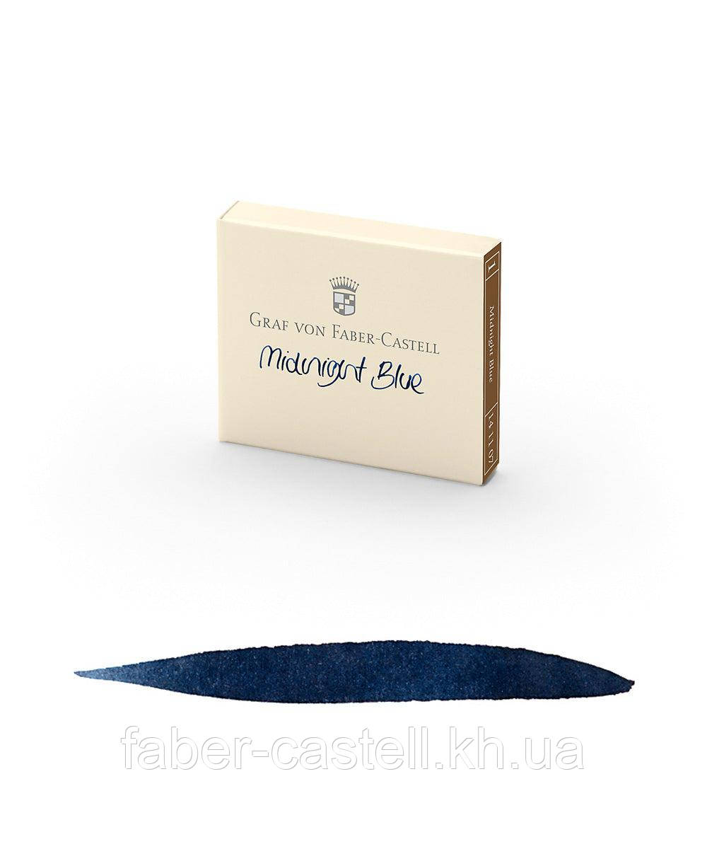 Картриджі для перових ручок Graf von Faber-Castell Midnight Blue ink, колір синя ніч, 6 штук, 141107