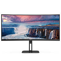 Монитор изогнутый AOC CU34V5C/BK TFT 34" WQHD VA 100Гц 1 мс HDMI DP USB-C USB-hub колонки Black