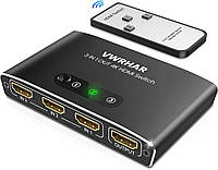 Переключатель VWRHar HDMI 3 в 1 с пультом ДУ для 3-х устройств