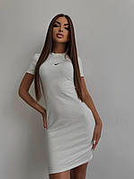 Женское спортивное короткое платье, туника с коротким рукавом, белый цвет, S-XXL