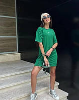 Женское спортивное короткое платье, туника с коротким рукавом, зеленый цвет, S-XXL