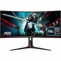 Монітор вигнутий TFT 34" AOC CU34G2X/BK 3440x1440 VA 144Гц DP HDMIx2 USB Pivot Black-Red