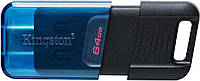 Флеш память флешка Kingston 64GB USB 3.2 Data Traveler 80M Type-C Black-Blue