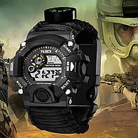 Наручные мужские часы Yuzex Tactical Black (водонепроницаемые многофункциональные на руку)