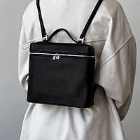 Женский рюкзак-сумкав стиле Лоро Пиано натуральная кожа Черный