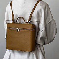 Женский рюкзак-сумкав стиле Лоро Пиано натуральная кожа Светло-коричневый