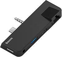 Док-станция хаб Baseus CAHUB-FG01 USB3.1 Type-C 3.5mm - USB 3.0 RJ45 Type-C 3.5mm для Surface Go Black