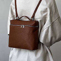 Женский рюкзак-сумкав стиле Лоро Пиано натуральная кожа Тёмно-коричневый