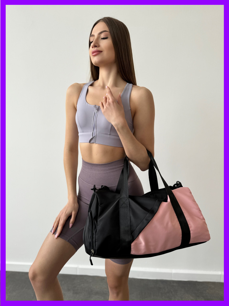 Вмістка спортивна сумка для спортзалу рожева Сумка жіноча для тренувань фітнесу басейну та подорожей водонепроникна, фото 1