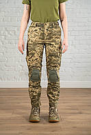 Тактические брюки с наколенниками пиксель рип стоп камуфляж женские пиксельные штаны зсу мм14 штурмовые боевые