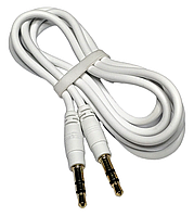 Кабель аудіо AUX стерео 3-pin TRS male 3.5mm mini-jack 1 м білий