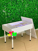 Світловий стіл пісочниця на телескопічних ніжках висотою 530-710 мм з кришкою розмір столу 800х500 ST-182-1
