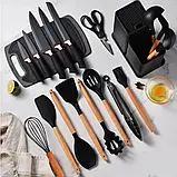 Набір кухонного приладдя 19 Предметів із підставкою TS Kitchen ZP0102 19 Предметів Чорний, фото 4