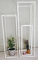 Весільна колона підставка для квітів 100 х 30 х 30 см нерозбірна, біла метал