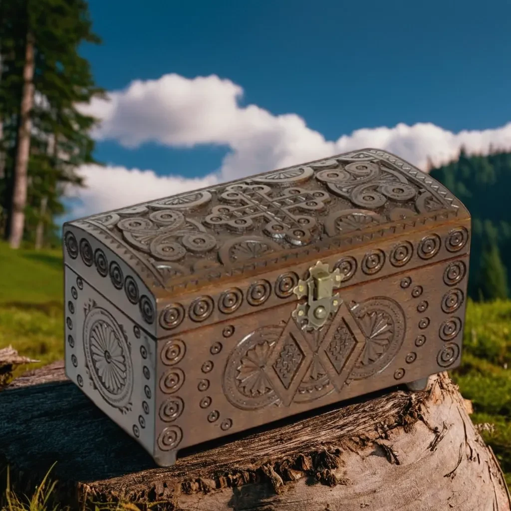 Скринька ручної роботи з різьбленням "Хрест", із натурального дерева, 9*18 см, фото 1