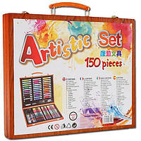 Набор для рисования в деревянном чемоданчике Artistic Set 150 предметов + Подарок Techo