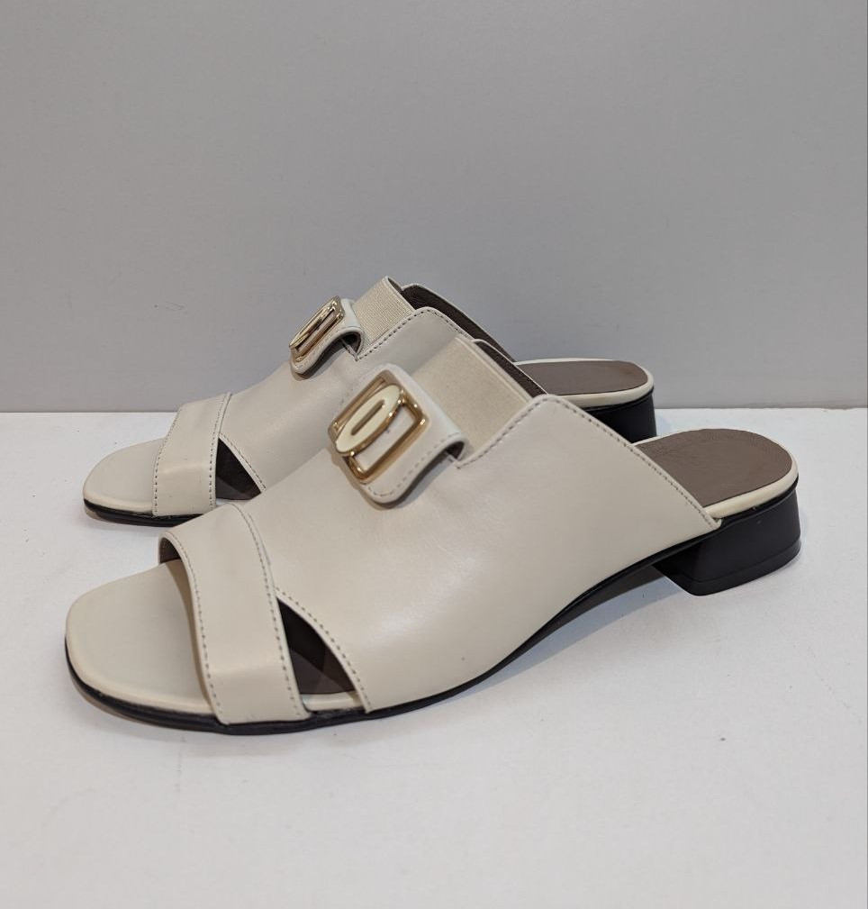 STTOPA Розміри 42,43. Шльопанці великих розмірів шкіряні. 431-4244-3 Молочні, фото 1