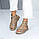 Жіночі шкіряні босоніжки черевики високі бежеві натуральна шкіра, фото 3