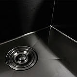 Кухонна мийка Platinum Handmade 7846 PVD чорна з омивачем склянок та підставкою ножів 3.0/0.8, фото 7