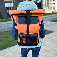 Оранжевый рюкзак Роллтоп вместительный повседневный для путешествий спорта ноутбука Travel Roll 2.0