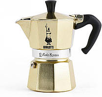 Біалетті гейзерна кавоварка Moka Express Gold для кави на 3 чашки Золотиста алюміній для плити 130 мл