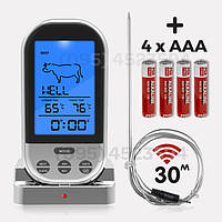 Термометр - таймер беспроводной (+4 батарейки) 2в1 со щупом для мяса / TP-808 цифровой электронный кухонный кулинарный градусник