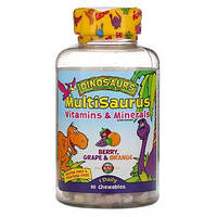 Витамины и минералы для детей, ягоды, виноград и апельсин, Kids MultiSaurus Vitamins & Minerals Berry, Grape &