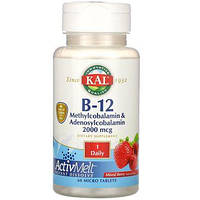 Витамин B12 KAL (B-12 Methylcobalamin & Adenosylcobalamin) 2000 мкг 60 таблеток ягоды