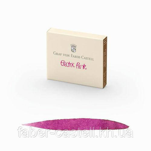 Картриджі для перових ручок Graf von Faber-Castell Electric Pink ink, колір насичений рожевий, 6 штук,141114
