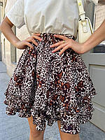Женская летняя юбка принт Лео Красивая женская юбка с воланами Стильная женская юбка Современная юбка MiR&VR