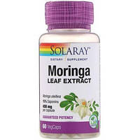 Экстракт листьев моринги, Moringa Leaf Extract, Solaray, 450 мг, 60 вегетарианских капсул