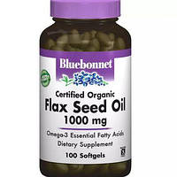 Органическое льняное масло Bluebonnet Nutrition (Organic Flax Seed Oil) 1000 мг 100 желатиновых капсул