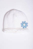 Детская шапка молочно-голубого цвета, с декором, 167R7802-1