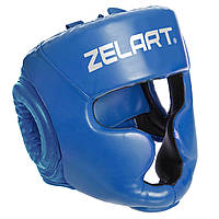 Шлем боксерский с полной защитой Zelart BO-3954 размер L цвет синий ds